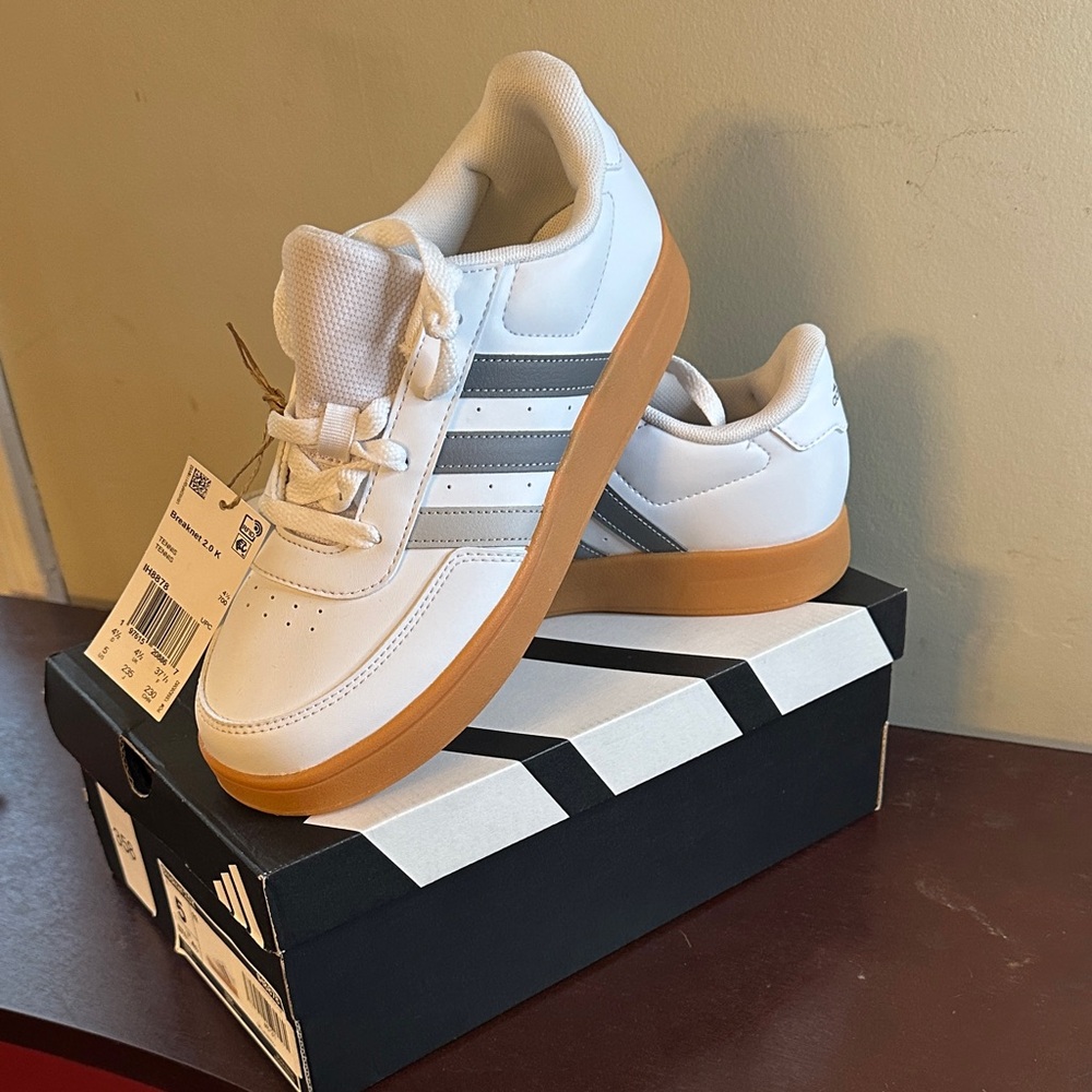 Adidas White and Gray Sneakers with Gum Sole